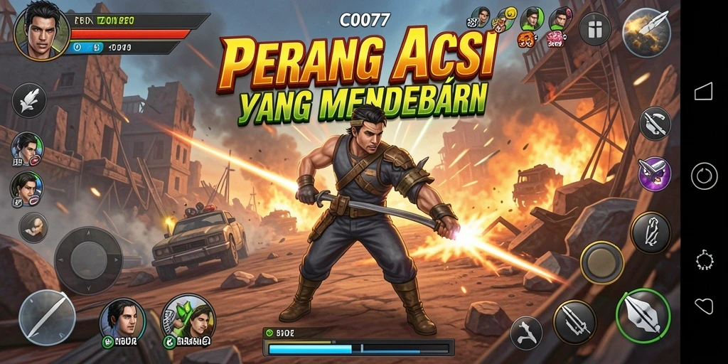Tampilan gameplay C0077 yang penuh aksi dan mendebarkan.