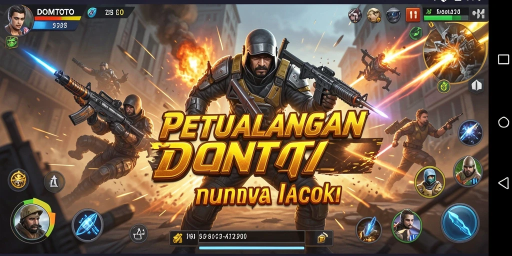Screenshot DOMTOTO menampilkan aksi pertarungan yang mendebarkan di dunia berwarna-warni.