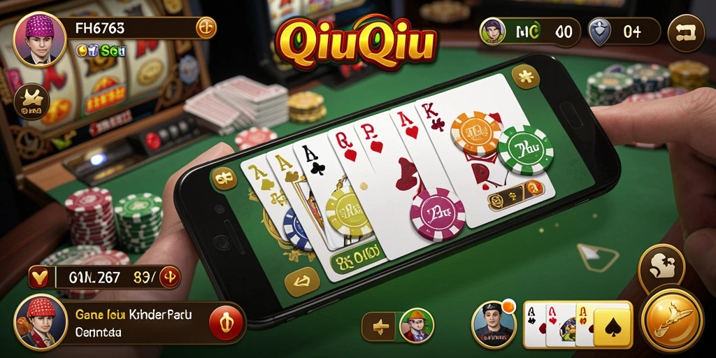 Screenshot gameplay FH6767 yang menunjukkan kartu QiuQiu yang sedang dimainkan.