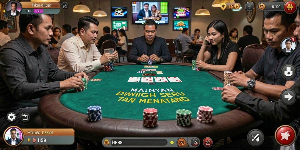 Tampilan gameplay poker yang mendebarkan dan menarik.