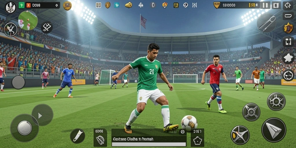 Tangkapan layar menampilkan momen seru dalam gameplay olahraga.