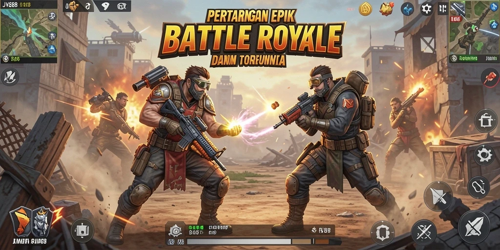 Tampilan gameplay menegangkan di arena Battle Royale JVS88.