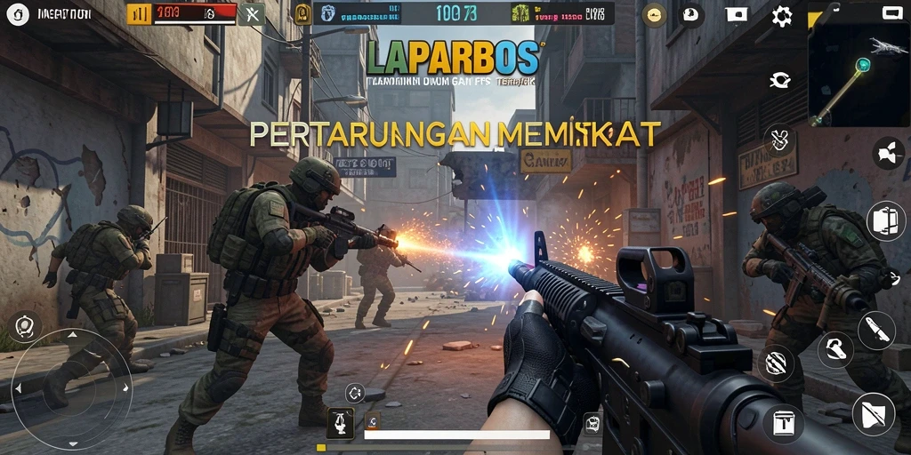 Tampilan seru gameplay LAPARBOS dengan aksi FPS yang mendebarkan.