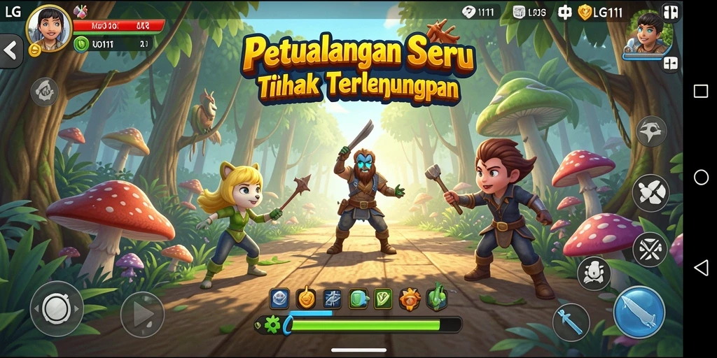Tangkapan layar menampilkan aksi petualangan dalam LG111 dengan visual memukau.