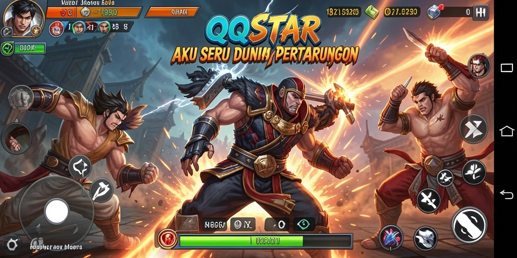 Tampilan gameplay QQSTAR yang seru dengan aksi pertarungan yang mendebarkan.
