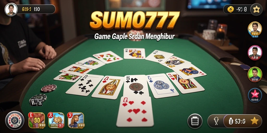 Tampilan gameplay <strong>SUMO777</strong> yang seru saat bermain Gaple bersama teman.