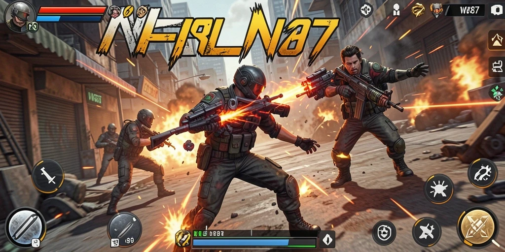 Tampilan aksi mendebarkan dalam gameplay WG87.