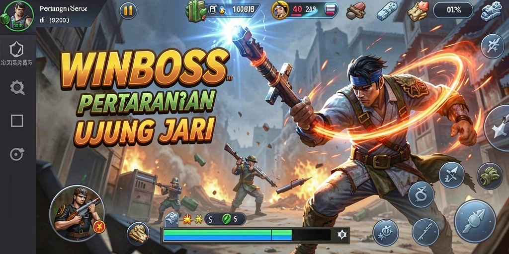 Screenshot gameplay WINBOSS menunjukkan adu pukul penuh aksi.